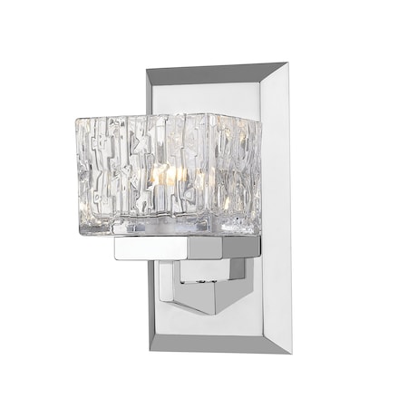 Z-Lite Rubicon 1 Light Wall Sconce, Chrome & Clear 1927-1S-CH